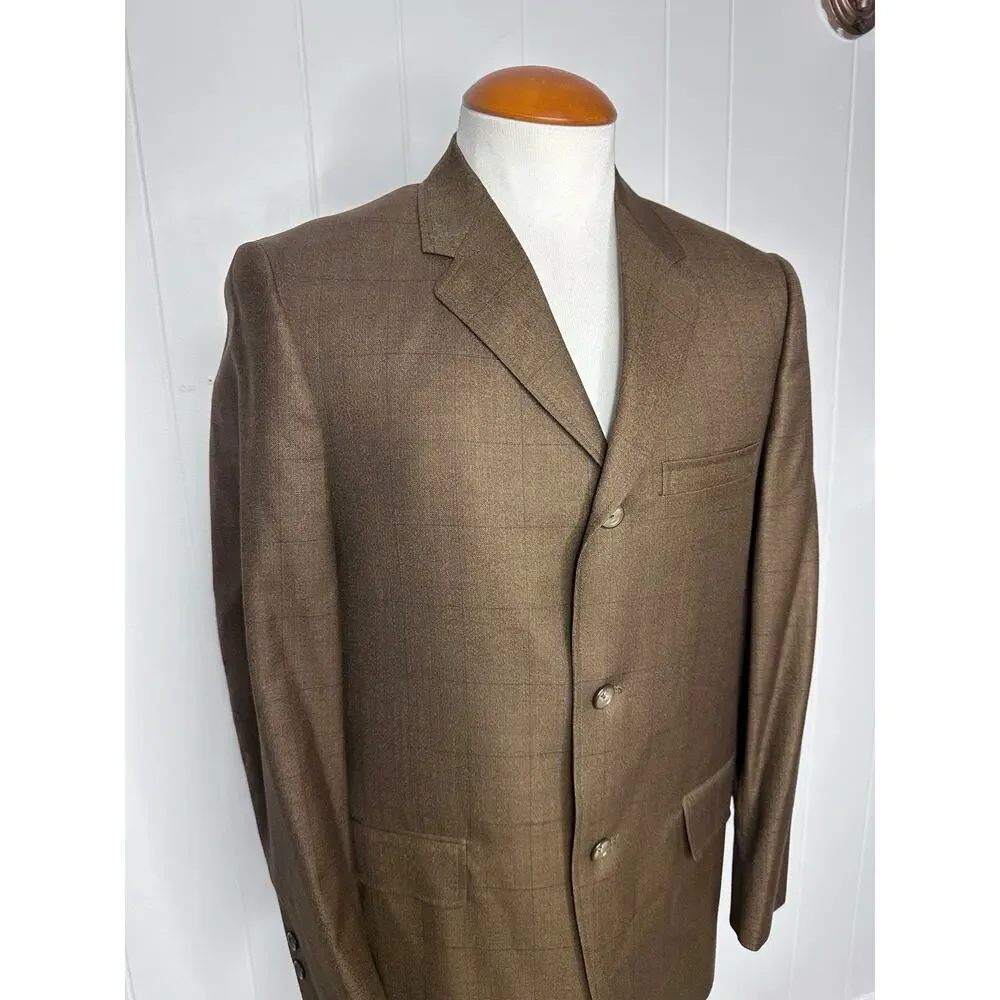 Vintage 70s-80s Anderson Little Brown Windowpane Checkered Blazer Mens 37R Union